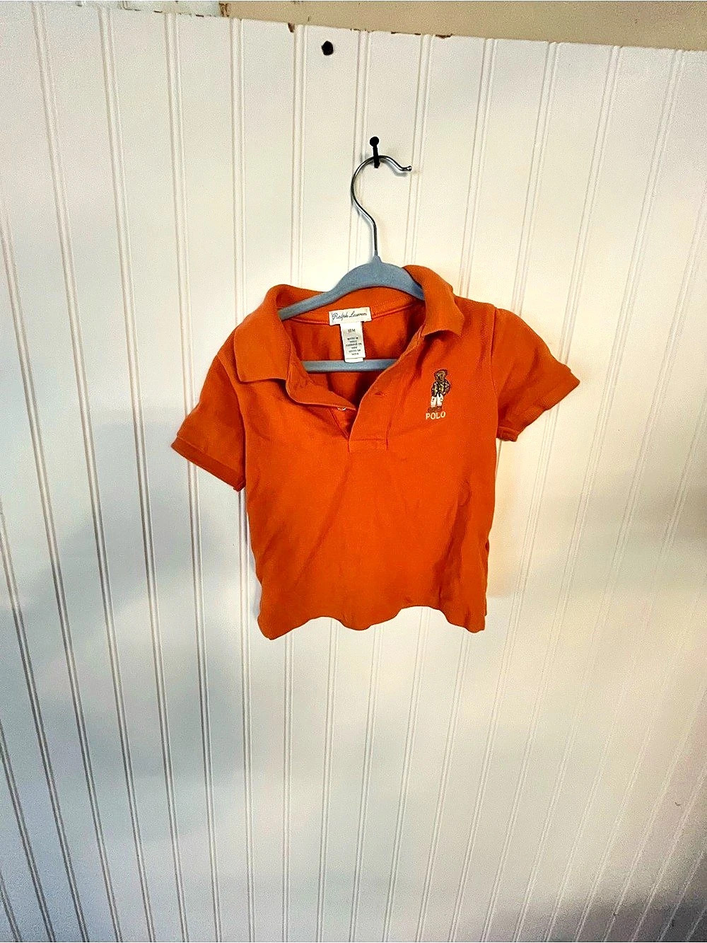 Ralph Lauren Baby Boy Polo Bear Cotton Mesh Polo Boys 18M Orange